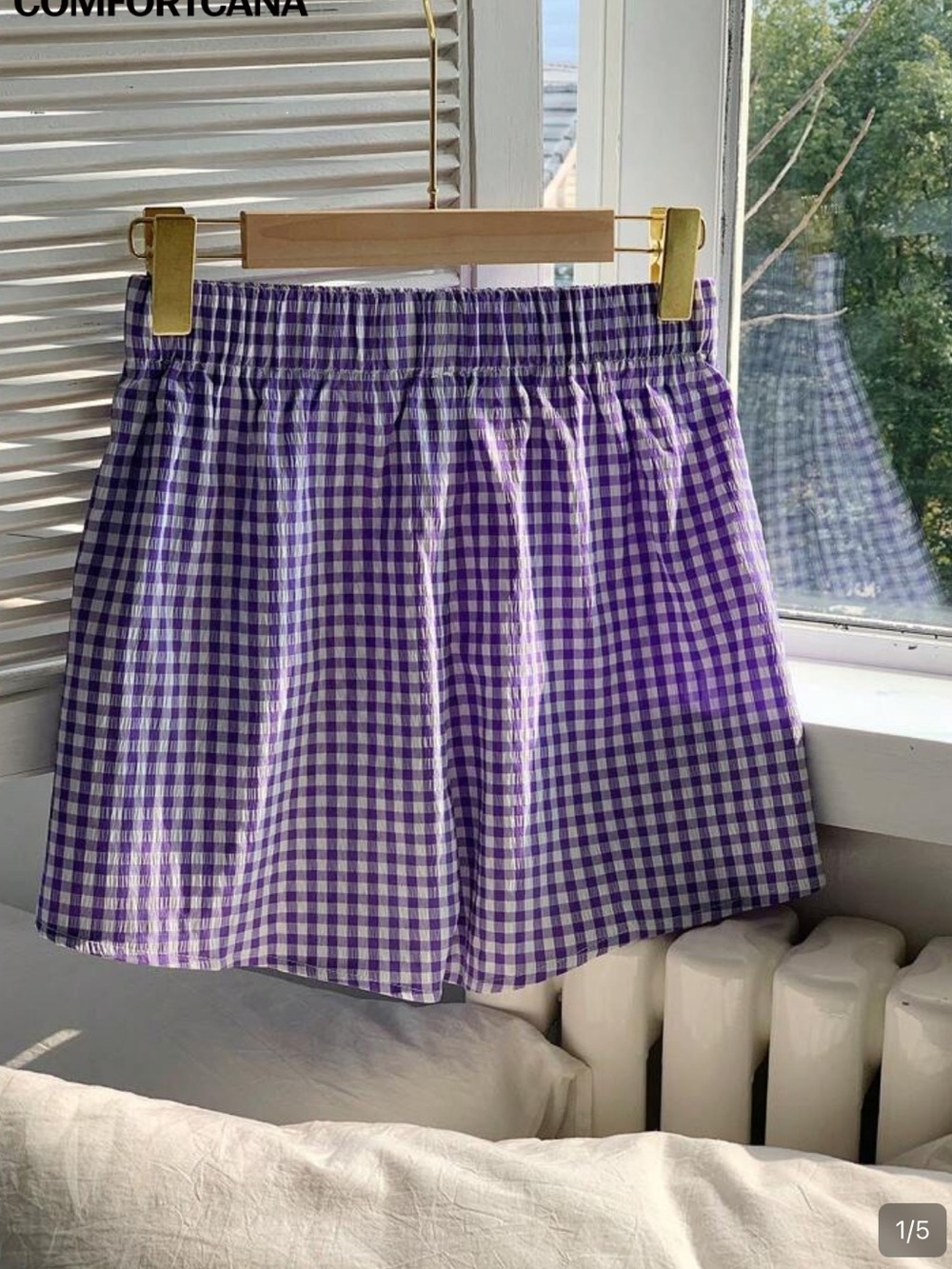 SHEIN Purple and White Gingham Shorts